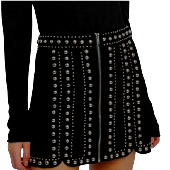 Lucky & Blessed Stud Velvet Mini Skirt in  Black Size Medium - Picture 2 of 12